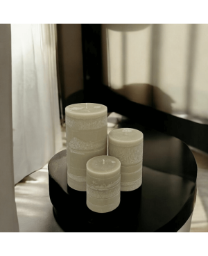 SADA PALMOVÝCH SVÍČEK 3KS ŠEDÁ