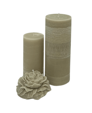 SADA PALMOVÝCH SVÍČEK S PIVOŇKOU ŠEDÁ