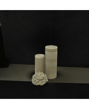 SADA PALMOVÝCH SVÍČEK S PIVOŇKOU ŠEDÁ