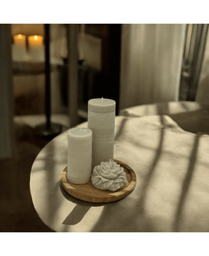 SADA PALMOVÝCH SVÍČEK S PIVOŇKOU ŠEDÁ