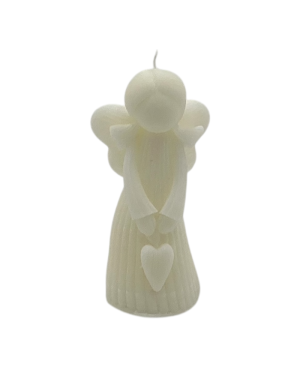 Palmová svíčka Anděl 4×10 cm – bílá dekorativní svíčka z přírodního palmového vosku