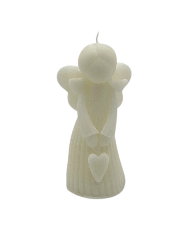 Palmová svíčka Anděl 4×10 cm – bílá dekorativní svíčka z přírodního palmového vosku