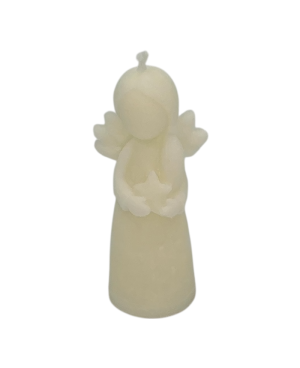Palmová svíčka Anděl 3×9,5 cm – bílá dekorativní svíčka z přírodního palmového vosku