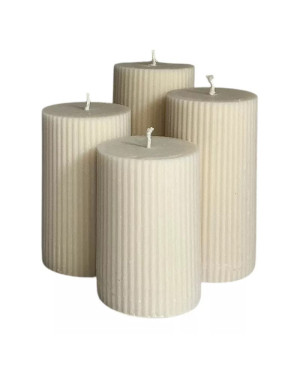 Vzestupné sójové adventní svíčky béžové vroubkované | Luxus