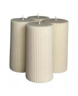 Sójové adventní svíčky béžové vroubkované 5x10cm | Luxus