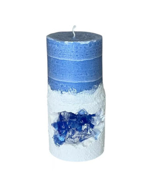 Čakrová svíčka 5. krční čakra 5×10 cm – Hlas duše