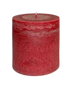 Palmová svíčka válec 10×10 cm – červená, kolekce Vánoční plamen