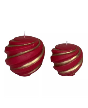 Sada sójových svíček vánoční ozdoba – červená se zlatým zdobením, ručně malované