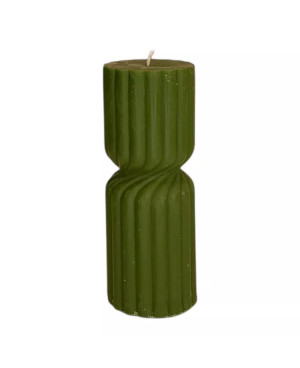 SÓJOVÁ SVÍČKA VÁLEC HRUBÁ TEXTURA ASYM. 4,5x12 CM ZELENÁ
