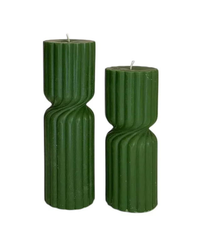 SADA SÓJOVÝCH SVÍČEK VÁLEC HRUBÁ TEXTURA ASYN. 2KS ZELENÁ