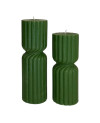 SADA SÓJOVÝCH SVÍČEK VÁLEC HRUBÁ TEXTURA ASYN. 2KS ZELENÁ