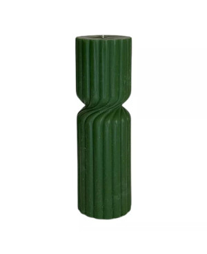 SÓJOVÁ SVÍČKA VÁLEC HRUBÁ TEXTURA ASYM. 4,5x14,5 CM ZELENÁ