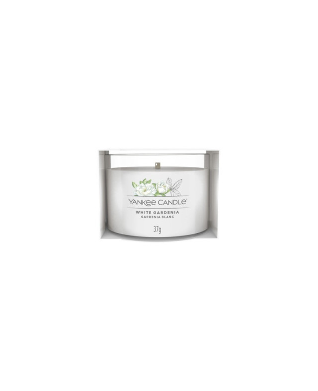 Yankee Candle White Gardenia votivní svíčka ve skle – jemná elegance květin v každém plameni