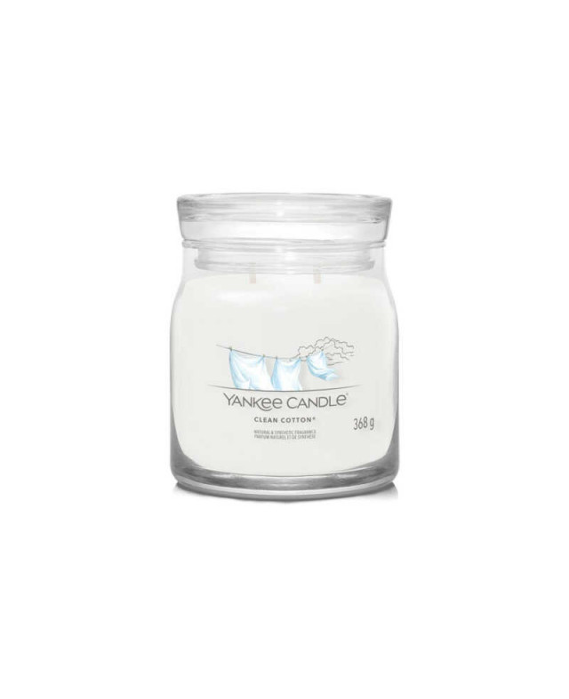 Yankee Candle Clean Cotton Signature (střední) – svěží vůně čerstvého prádla