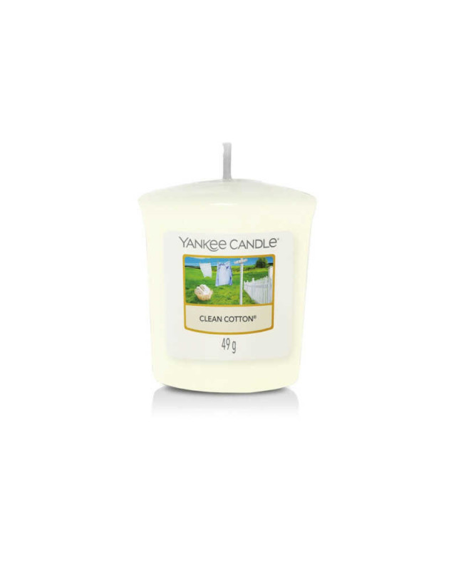 Yankee Candle Clean Cotton Votivní – svěží vůně čistoty a čerstvého prádla