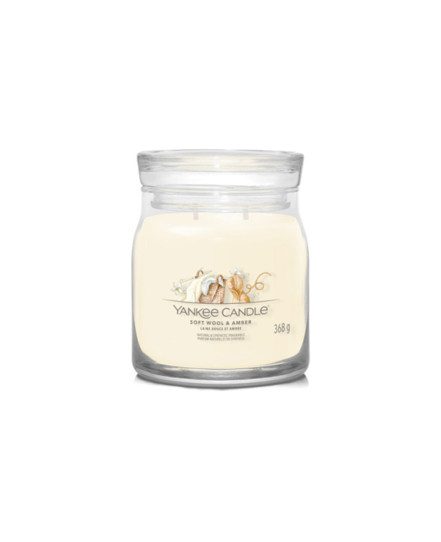 Yankee Candle Soft Wool & Amber Signature (střední) – hřejivá vůně ambry a měkké vlny Yankee Candle Soft Wool & Amber Signature (střední) – hřejivá vůně ambry a měkké vlny