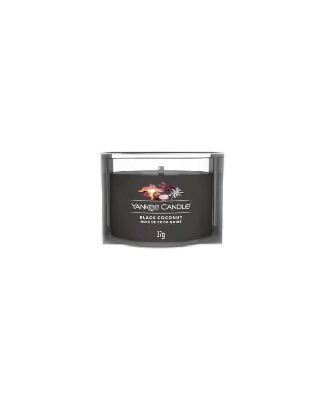 Yankee Candle votivní svíčka Black Coconut – malá vůně exotického kokosu ve skle