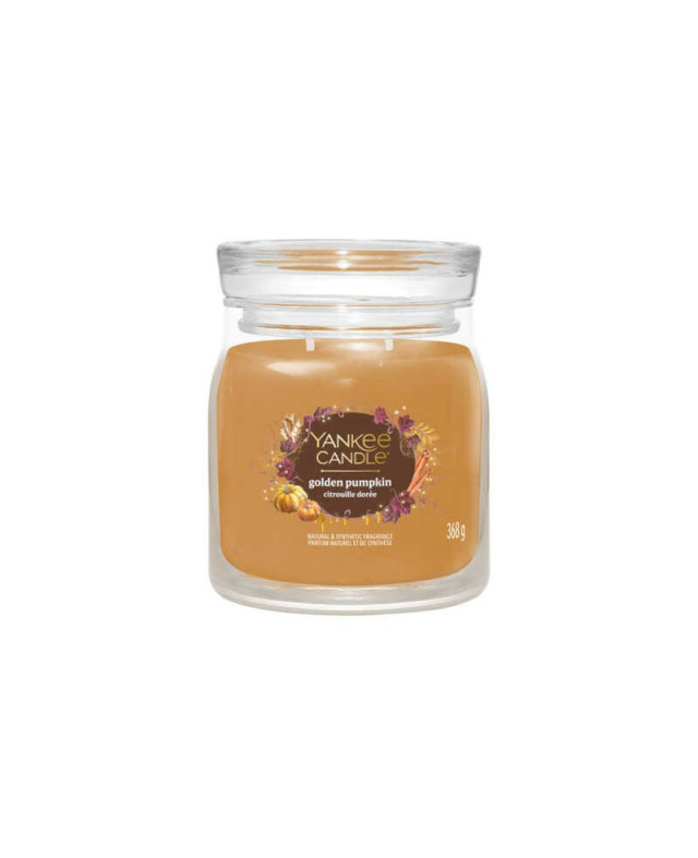 Yankee Candle Golden Pumpkin Signature střední – sladká dýňová vůně s kořením