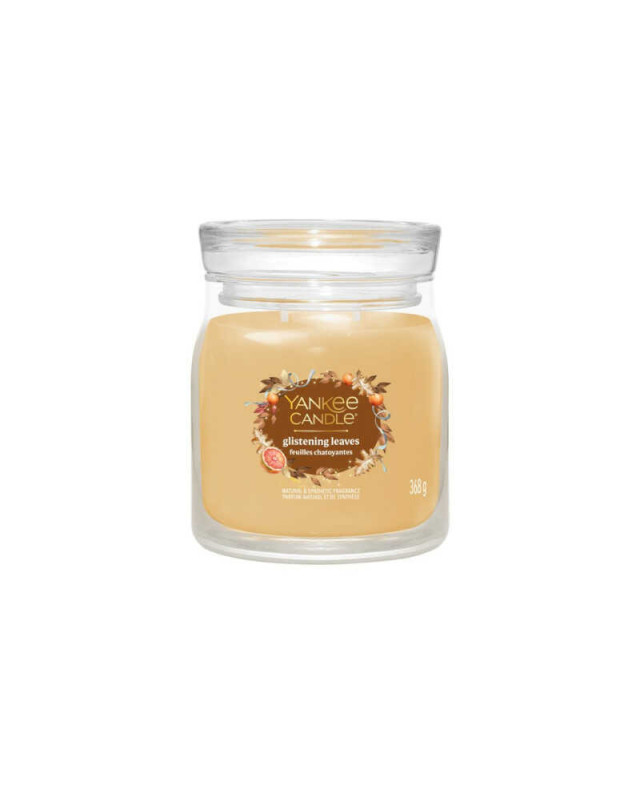 Yankee Candle Glistening Leaves Signature střední – podzimní vůně listí a koření