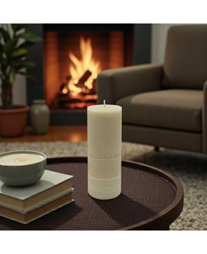 Béžová svíčka válec 15×6 cm z palmového vosku – elegantní přírodní dekorace