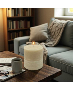 Béžová svíčka válec 10×10 cm z palmového vosku – přírodní elegance do interiéru