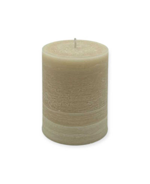Béžová svíčka válec 10×8 cm z palmového vosku – přírodní svíčka s jemným designem