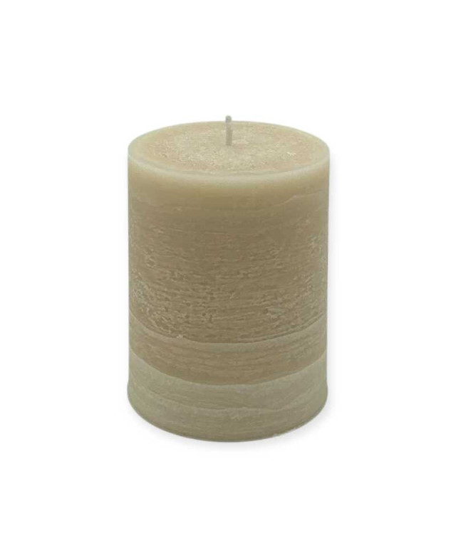 Béžová svíčka válec 10×8 cm z palmového vosku – přírodní svíčka s jemným designem