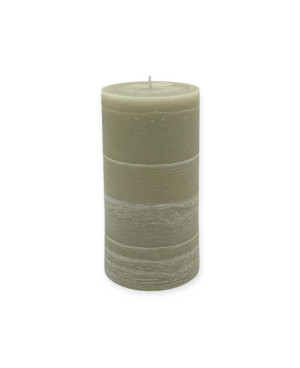 Šedá svíčka válec 15×8 cm z palmového vosku – přírodní elegance s krystalickým efektem