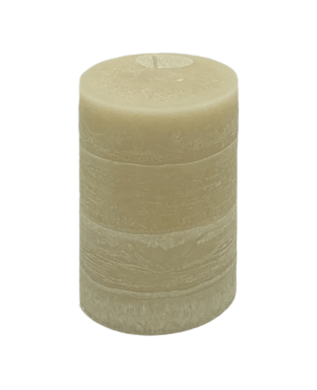 Béžová svíčka válec 10×7 cm z palmového vosku – přírodní svíčka s krystalickým efektem