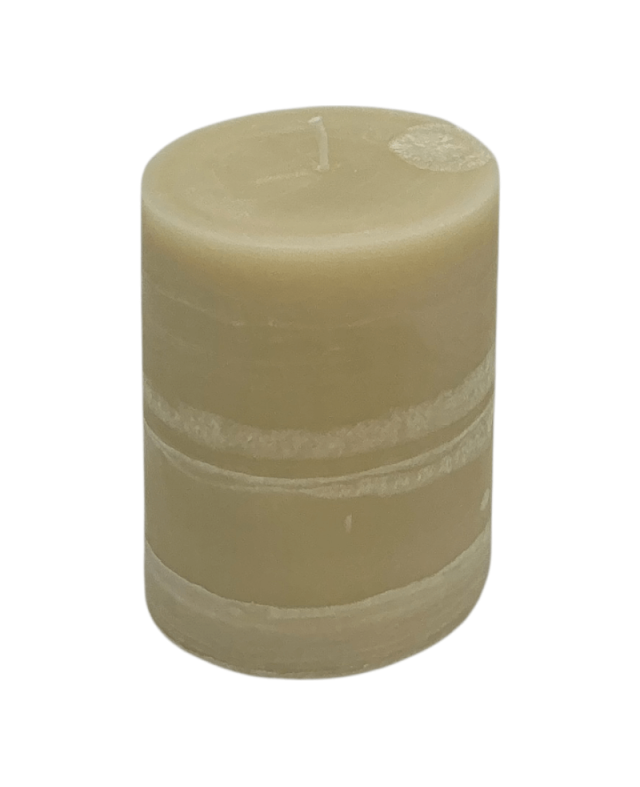 Béžová svíčka válec 10×8 cm z palmového vosku – přírodní svíčka s jemným designem