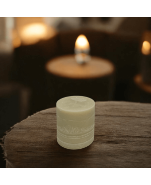 Béžová svíčka válec 10×10 cm z palmového vosku – přírodní elegance do interiéru