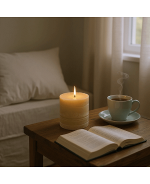 Béžová svíčka válec 10×10 cm z palmového vosku – přírodní elegance do interiéru