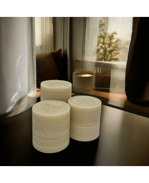 Béžová svíčka válec 10×10 cm z palmového vosku – přírodní elegance do interiéru