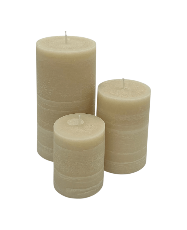Sada palmových svíček 3 ks béžová – přírodní dekorace