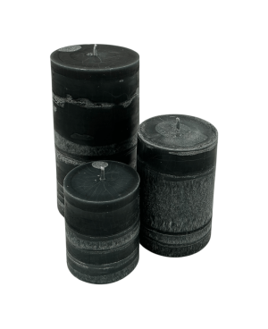 Sada palmových svíček 3 ks černá – elegantní přírodní dekorace