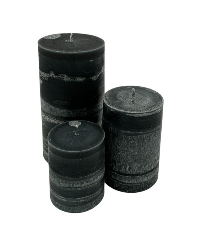 Sada palmových svíček 3 ks černá – elegantní přírodní dekorace
