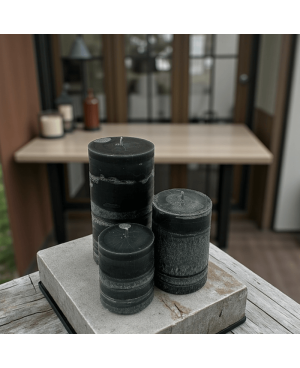 Sada palmových svíček 3 ks černá – elegantní přírodní dekorace