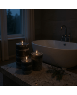 Sada palmových svíček 3 ks černá – elegantní přírodní dekorace