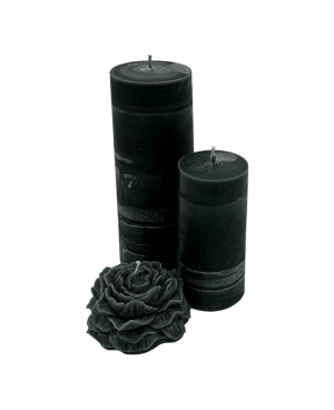 Sada palmových svíček s pivoňkou černá – luxusní přírodní dekorace