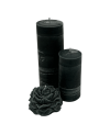 Sada palmových svíček s pivoňkou černá – luxusní přírodní dekorace