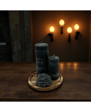 Sada palmových svíček s pivoňkou černá – luxusní přírodní dekorace