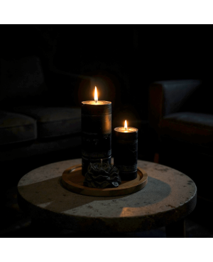 Sada palmových svíček s pivoňkou černá – luxusní přírodní dekorace