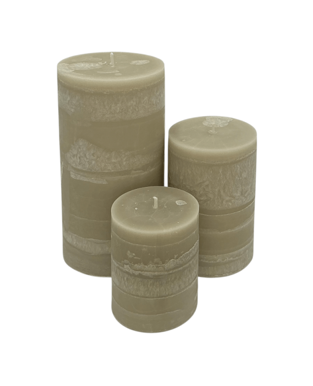 SADA PALMOVÝCH SVÍČEK 3KS ŠEDÁ